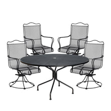 Load image into Gallery viewer, Tucson Wrought Iron Round Table Dining Set W/ 4 Swivel Chairs
